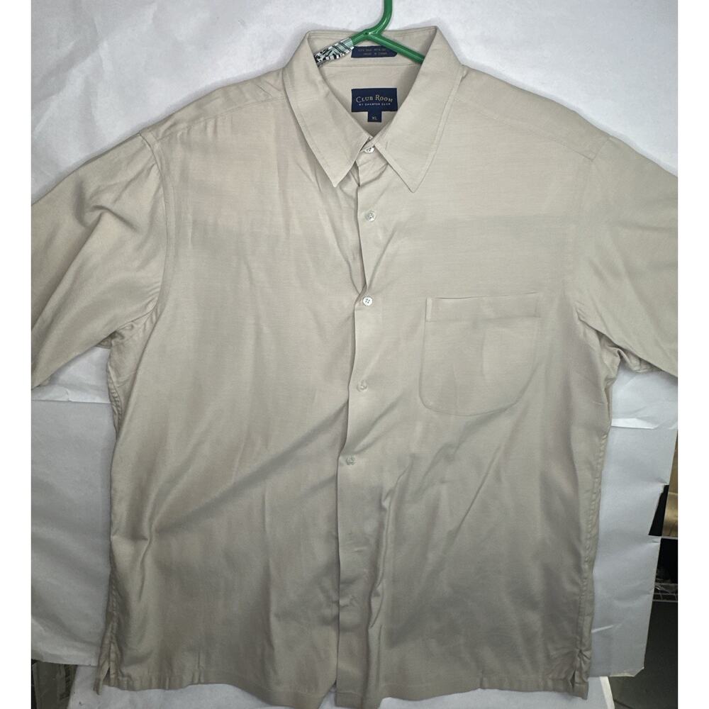 Club Room Shirt Mens XL Biege Performance Regular fit short sleeve
